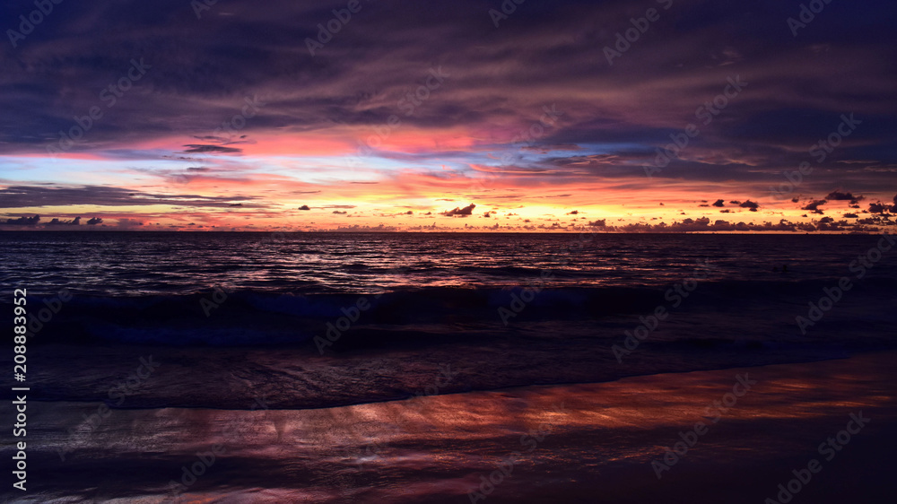 colorful sunset at kata beach phuket Thailand