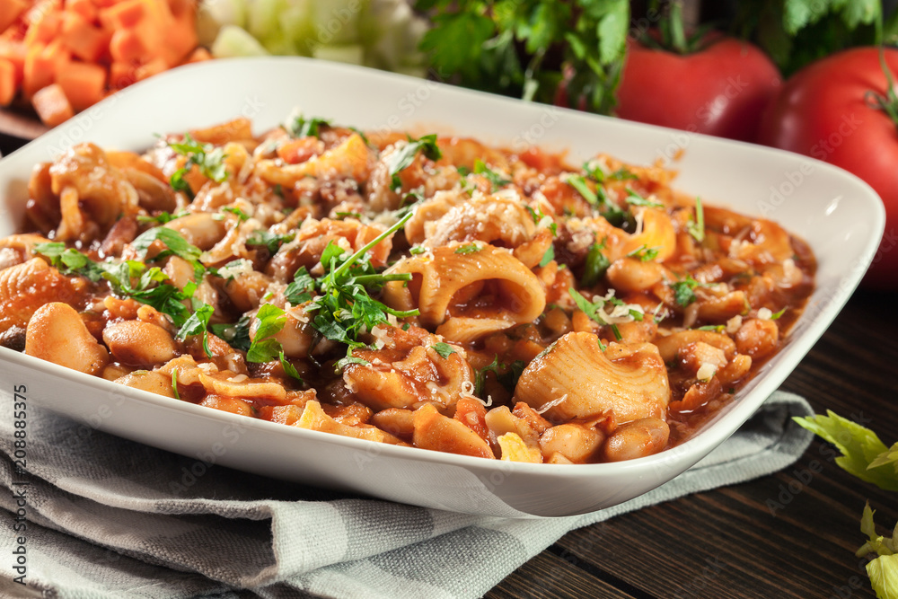 Pasta e fagioli - pasta with beans and parmesan Pasta e fagioli - pasta with beans and parmesan
