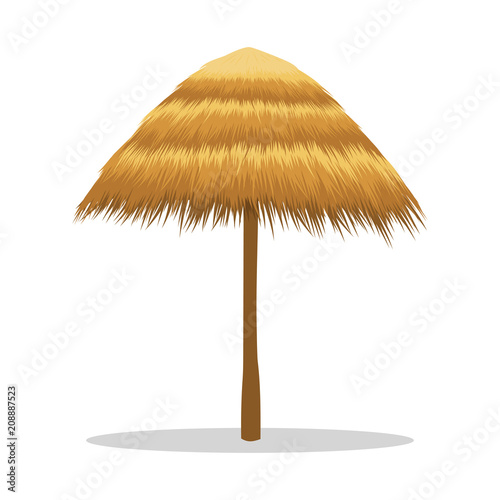 Bamboo beach umbrella isolated on white