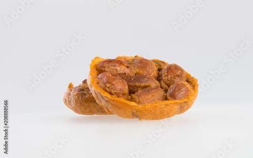 Cookies or peanut cracker on background. photo