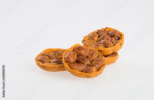 Cookies or peanut cracker on background. photo