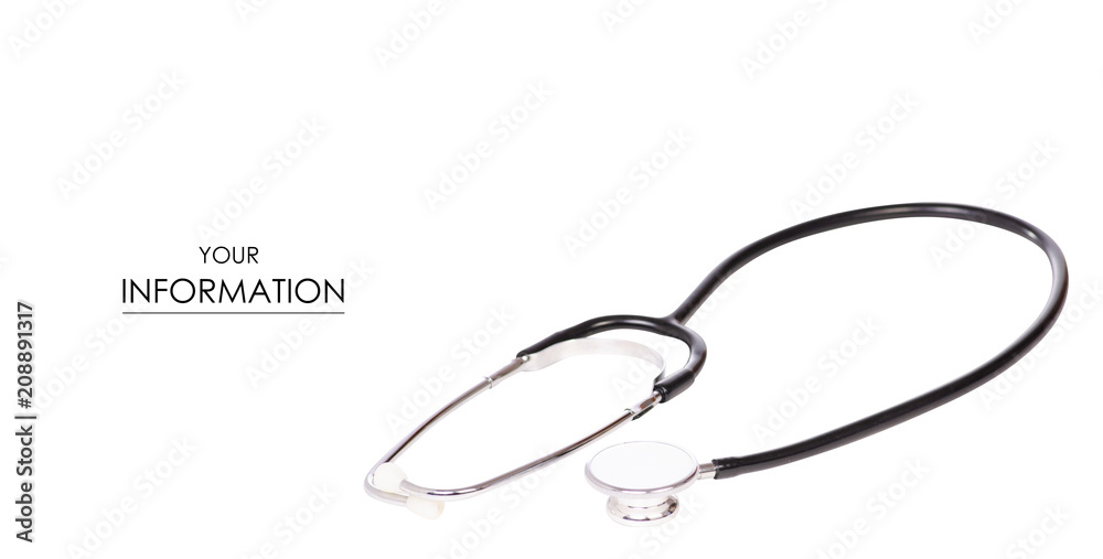 Stethoscope medecine pattern on white background isolation