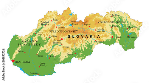 Fotografie, Obraz Slovakia relief map