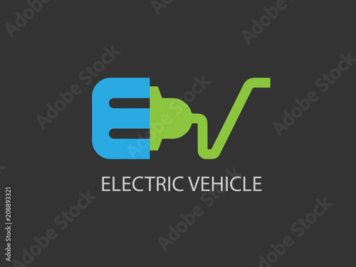 Electric vehicle logo design template