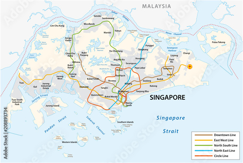 Republic of Singapore vector metro map