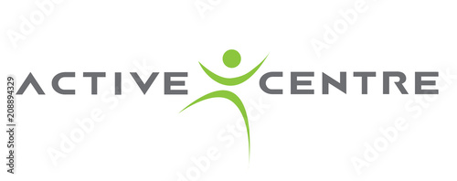 Active Fitness Yoga Sports Health Exercise Green Grey Logo