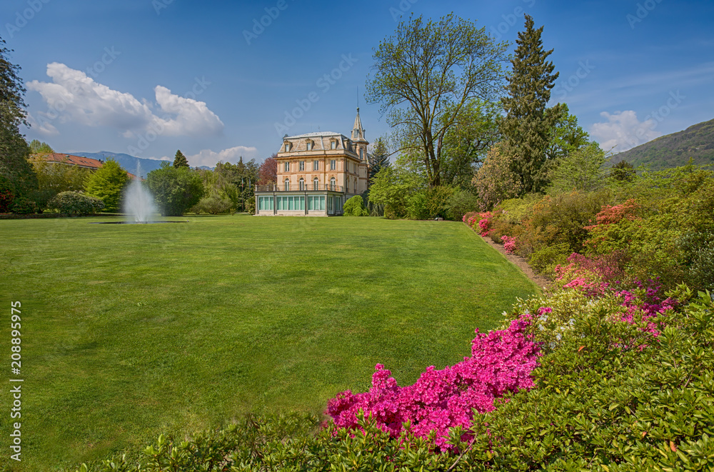 PALLANZA, ITALY APRIL, 25, 2018 - The Villa in the botanical garden of Villa Taranto in Pallanza, Verbania, Italy.
