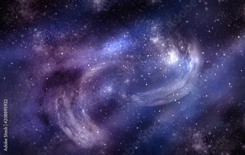 The Galaxy is covered with a violet-blue atmosphere and the clouds are spinning.