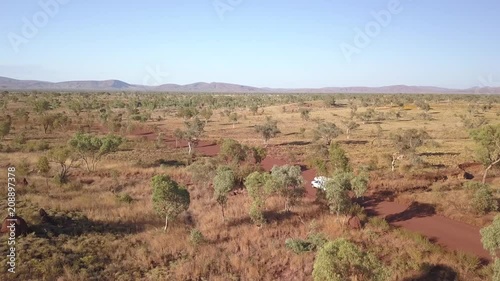 Aerial Landscape - Australia beautiful Nature - Drone follows caravan 4k