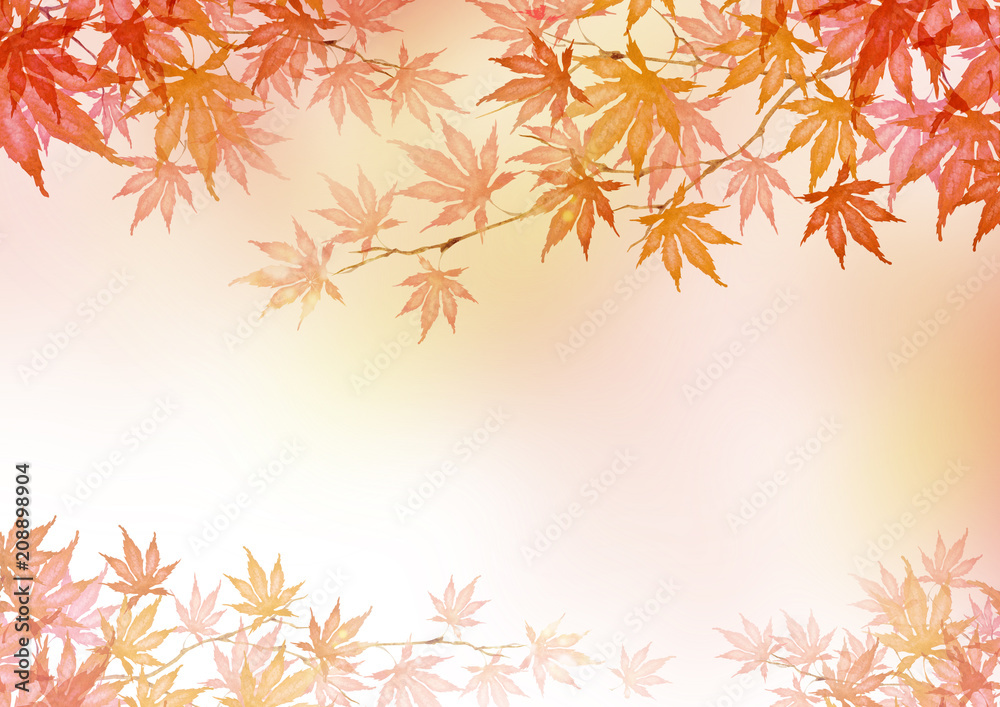 秋 紅葉 背景　水彩 イラスト