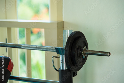 Barbells in the fitness room.