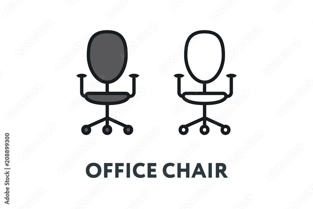 Office Wheel Chair Seat. Interior Furniture Concept. Minimal Color Flat Line Outline Stroke Icon. Office Wheel Chair Seat. Interior Furniture Concept. Minimal Color Flat Line Outline Stroke Icon.