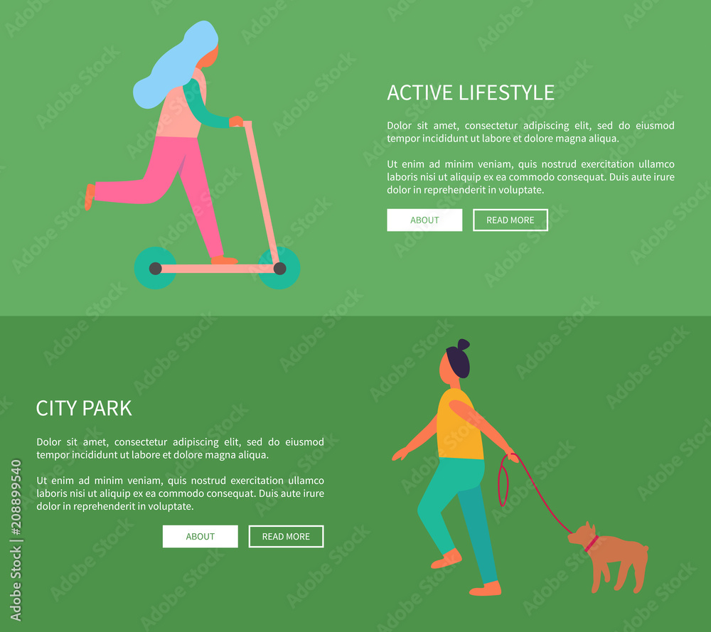 Active Lifestyle and City Park Vector Illustration
