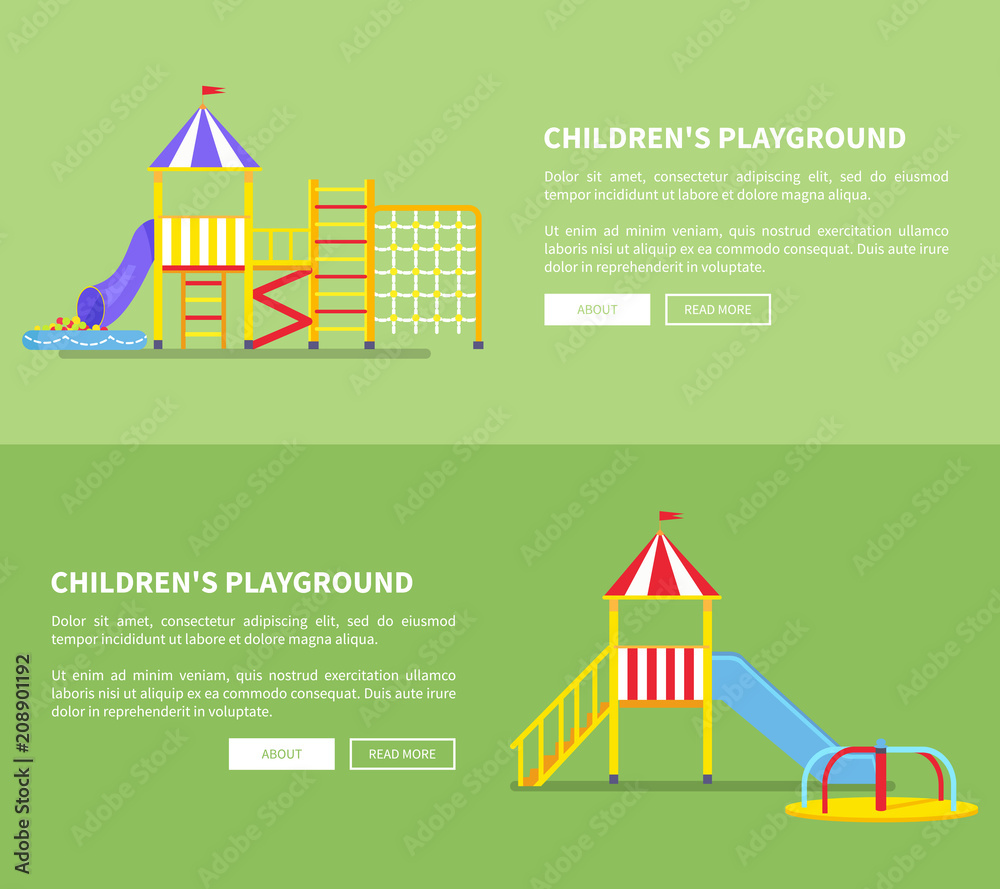 Childrens Playground Set of Posters with Slides