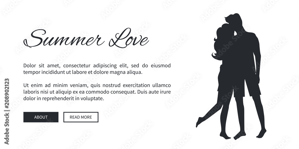 Summer Love Template Poster with Couple Silhouette Summer Love Template Poster with Couple Silhouette