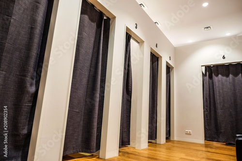 Fitting room interior in a mall.