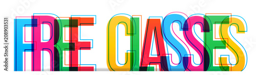 FREE CLASSES Colourful Letters Vector Icon