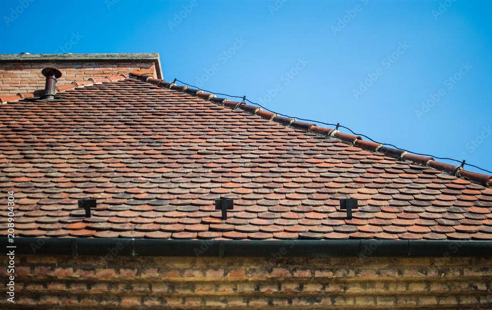 Tiling roof and blue summer sky
