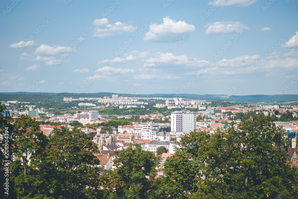 Cityscape of Brno, Czech Republic. View from Spilberk Castle, local historical landmark.