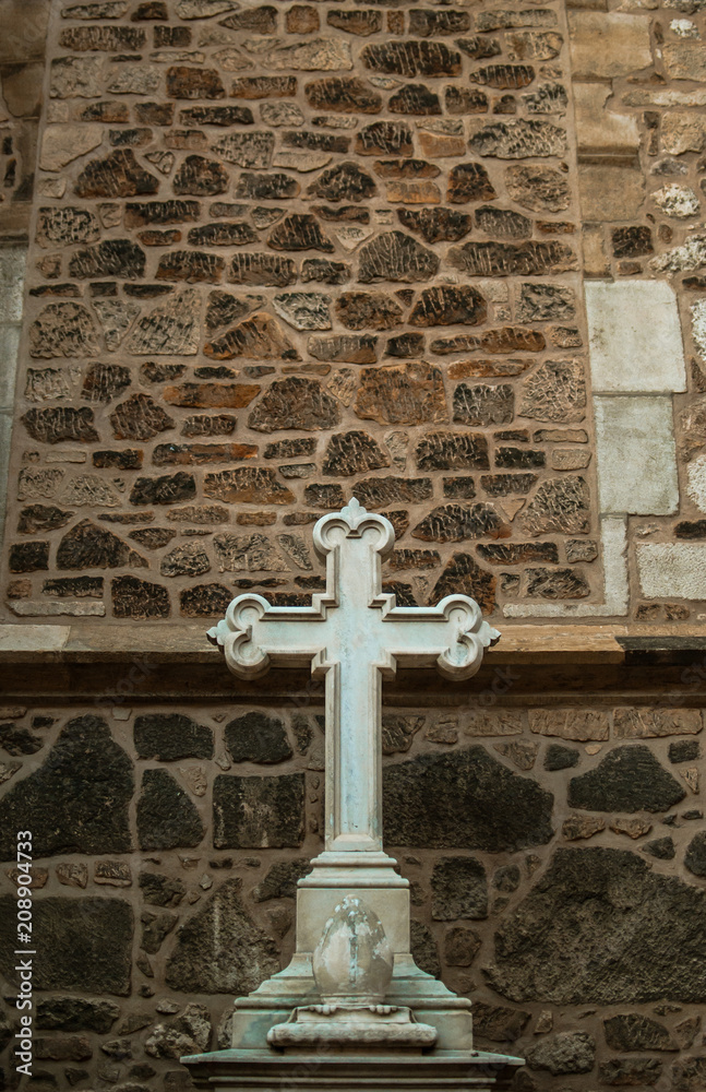 Catholic cross near the walls of Cathedral of St. Peter and Paul, Brno, Czech Republic.
