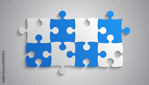 Blue Grey Piece Puzzle Rectangle Banner. Puzzle.