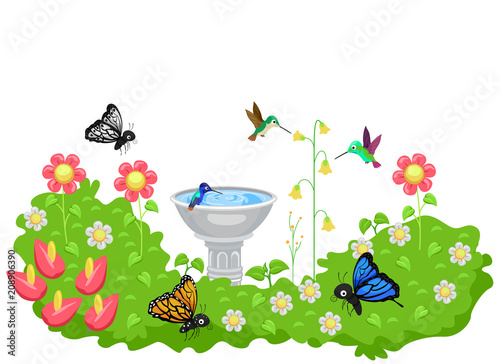 Butterfly Hummingbird Garden Bird Bath