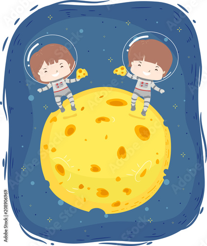 Kids Cheese Moon Illustration