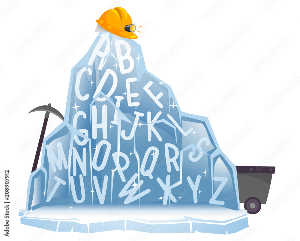 Naklejka premium Ice Mountain Alphabet Mining Illustration