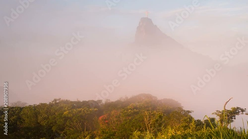 Cristo Redentor (Christ Redeemer) statue on Corcovado mountain in Rio de Janeiro, Brazil, South America - 4K Time lapse photo