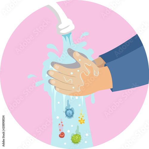 Hands Kid Wash Germs Illustration