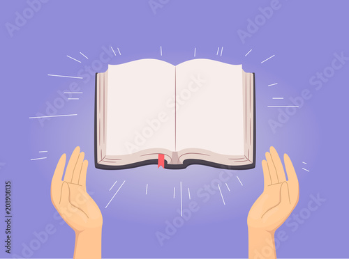 Hands Open Holy Bible Illustration