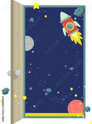 Outer Space Open Door Illus...