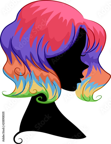 Silhouette Girl Rainbow Hai...