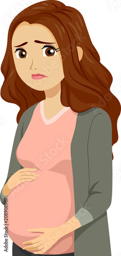 Teen Girl Young Pregnant Sad Illustration