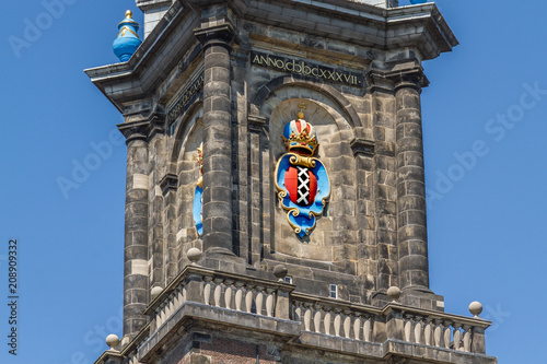 Amsterdam Church Tower with city coat of arms