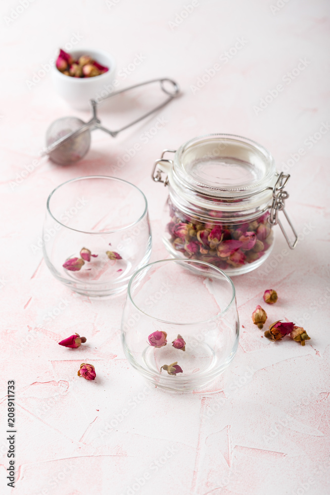 Tea from dried rose buds Tea from dried rose buds