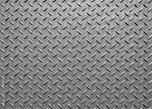 grey steel metal plate with painted surface and industrial diamond pattern texture
