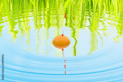 3D illustration of the fishing bobber on a water surface