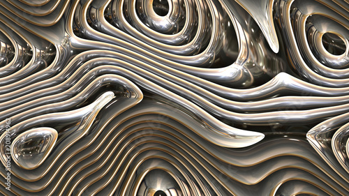Fotografia abstract curves - metal parametric curved shapes 4k seamless background