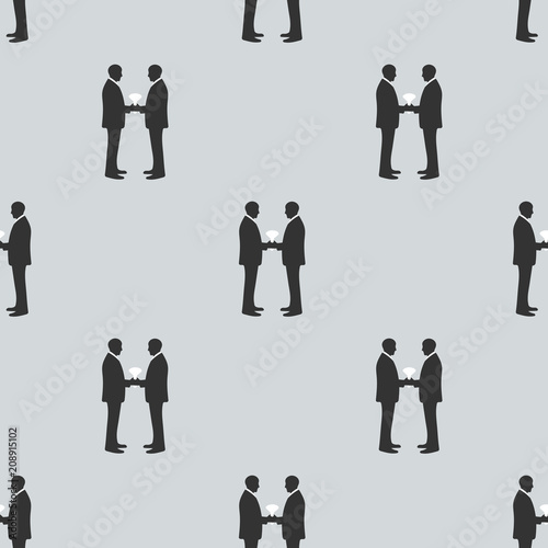 Seamless pattern with silhouettes of the grooms. Same-sex marriage.