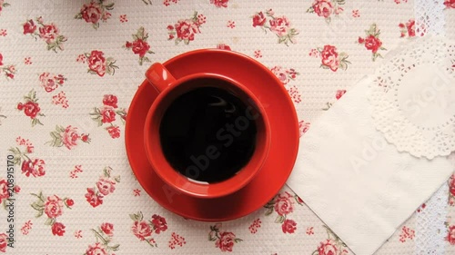 Cup of cofee with cookies stop motion animation