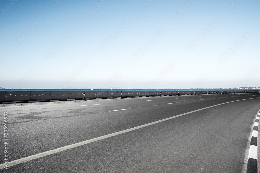 Fototapeta premium empty asphalt road with landscape