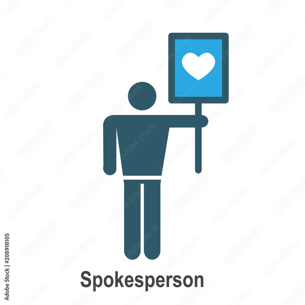 Spokesperson icon - person in a marketing position networks & coordinates with others Spokesperson icon - person in a marketing position networks & coordinates with others