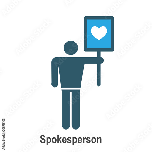 Spokesperson icon - person in a marketing position networks & coordinates with others