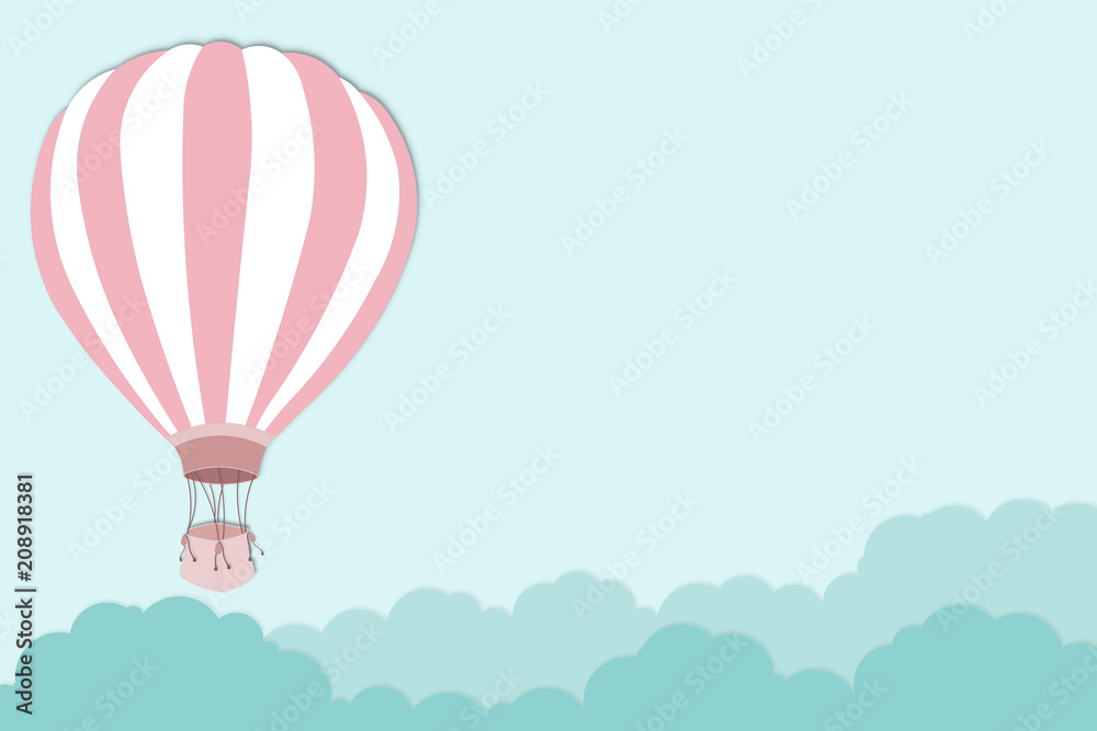 Pink balloon on bright blue sky background - Balloon artwork for International balloon festival - illustration