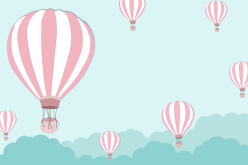 Fotobehang Luchtballon Roze ballon aan felblauwe hemel  © CHOTi
