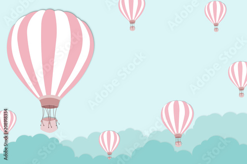 Pink balloon on bright blue sky background - Balloon artwork for International balloon festival - illustration © CHOTi