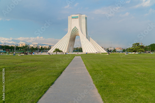 The Azadi Tower, formerly known as the Shahyad Tower is a monument located at Azadi Square, in Tehran, Iran. It is one of the landmarks of Tehran. Property release is not needed for this public place. photo