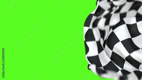 Checkered race flag 60 fps 3D animation with alpha matte, shallow depth of field