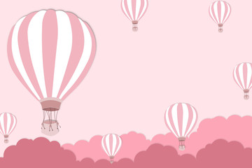 Fotobehang Luchtballon Roze luchtballon op roze hemel  © CHOTi